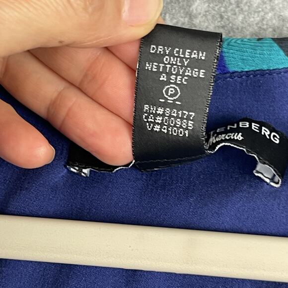 Diane Von Furstenberg Silk Dress Womens 2 Blue Faux Wrap Drapey Neiman DVF Y2K - Picture 8 of 16